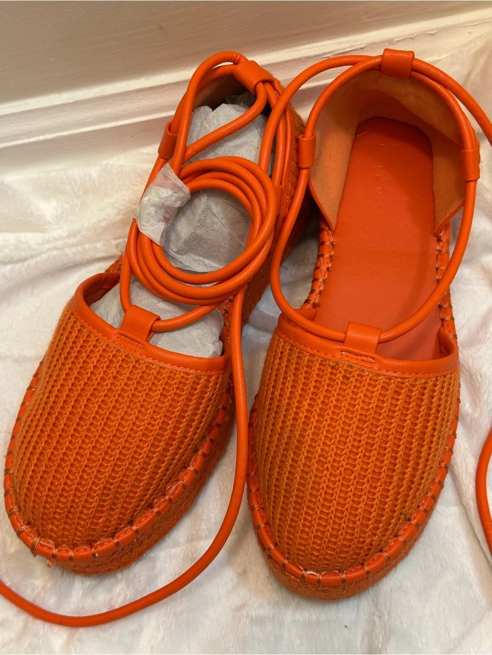 ASOS Design Orange Espadrilles Braided Strappy Round Closed Platform Sandals